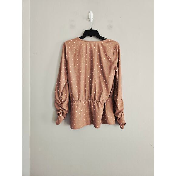 🎅 Pick 3 For $15 Paolaaiberdi The Drop Tan Polka Dot Top XS - Picture 3 of 3